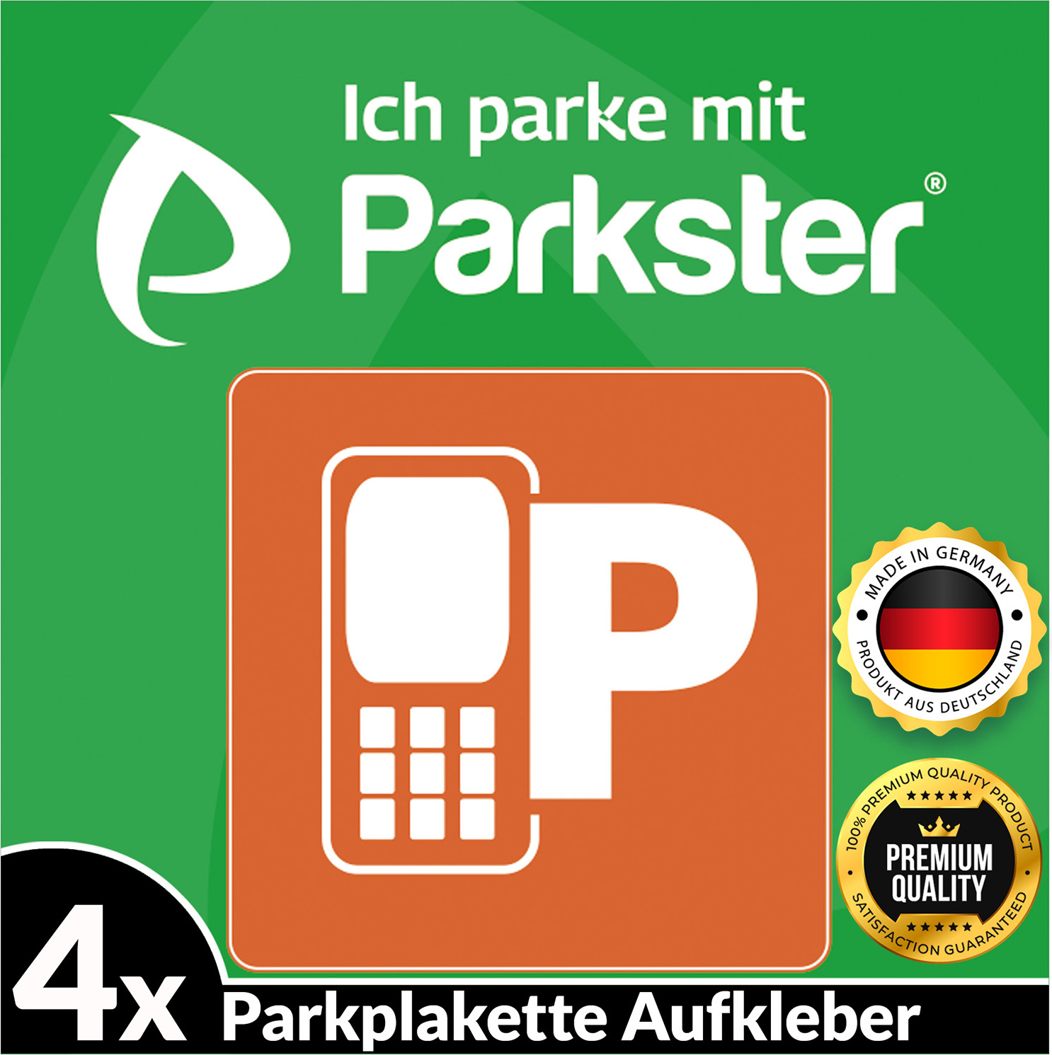 Wicked Chili 4x PARKSTER Parkplakette Hinterglasaufkleber Ticket Aufkleber Parkster Vignette KFZ Auto Park APP Sticker (6 x 6 cm, UV Schutz, wiederablösbar) OCI_844398
