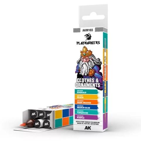 AK Interactive PLAYMARKERS SET CLOTHES & ORNAMENTS (6 Ref.) (AK-M103)