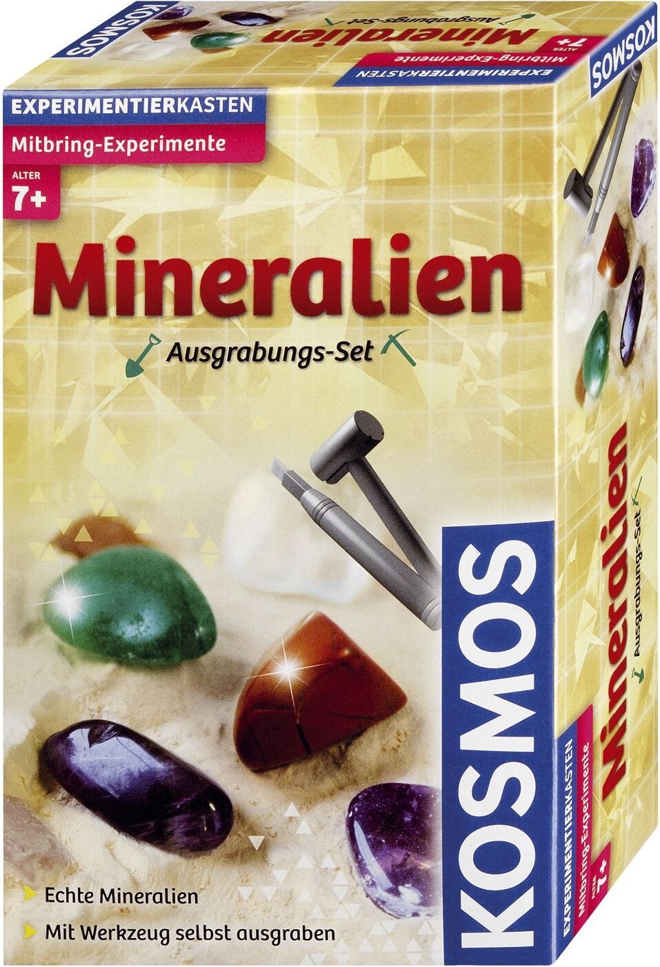 Kosmos 657901 Minerals Set with Hammer and Chisel, 5 Charming Gemstones, Experiment Kit for Children from 7 Years and Up Geology Theme