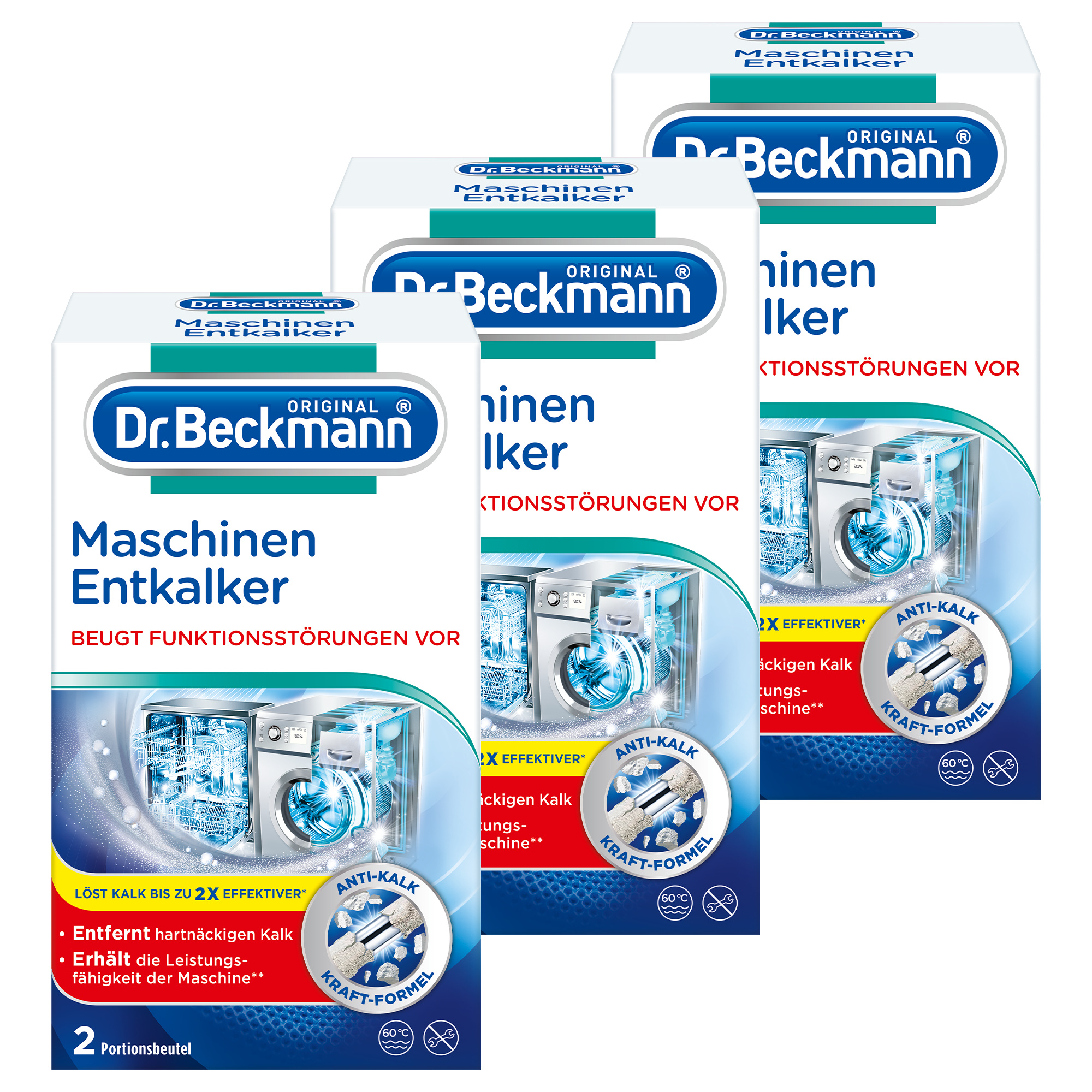 Dr. Beckmann Maschinen-Entkalker gegen Kalk in Wasch- & Spülmaschinen - hilft Funktionsstörungen vorzubeugen 6x 50 g 4008455018911-3