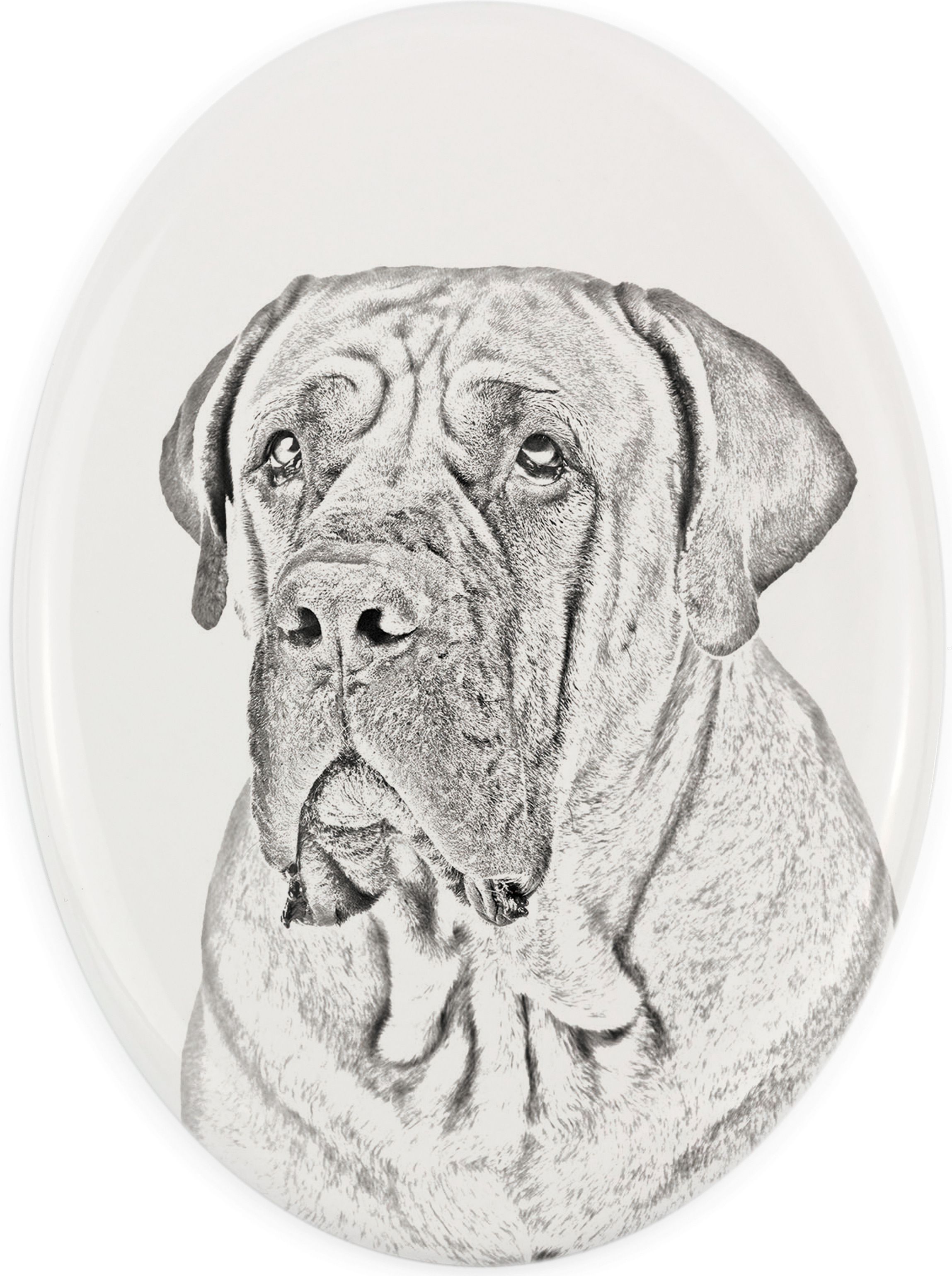 Boerboel - Gedenktafel mit einem Foto eines Hundes, Grabplatte mit Druck, personalisierte ovale Platte der Marke Art-Dog