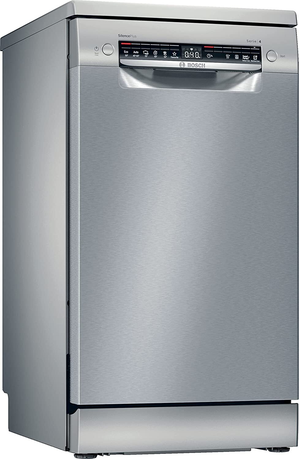 Bosch SRS4HMI61E Stojaca umývačka riadu 45 cm strieborná inox, Séria 4, 845 x 450 x 600 mm, 43 dbVario
