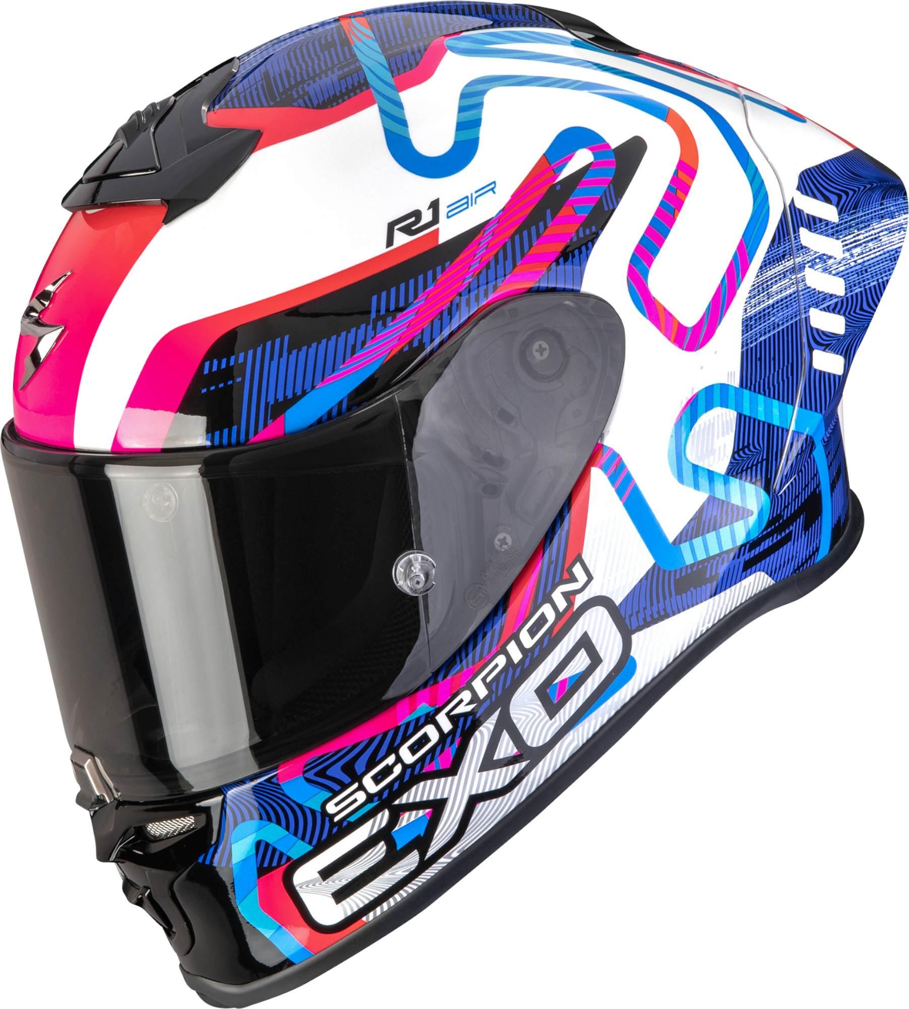 Scorpion Exo-R1 Evo II Air Cornering weiß-blau-rosa XL 111-537-388-06