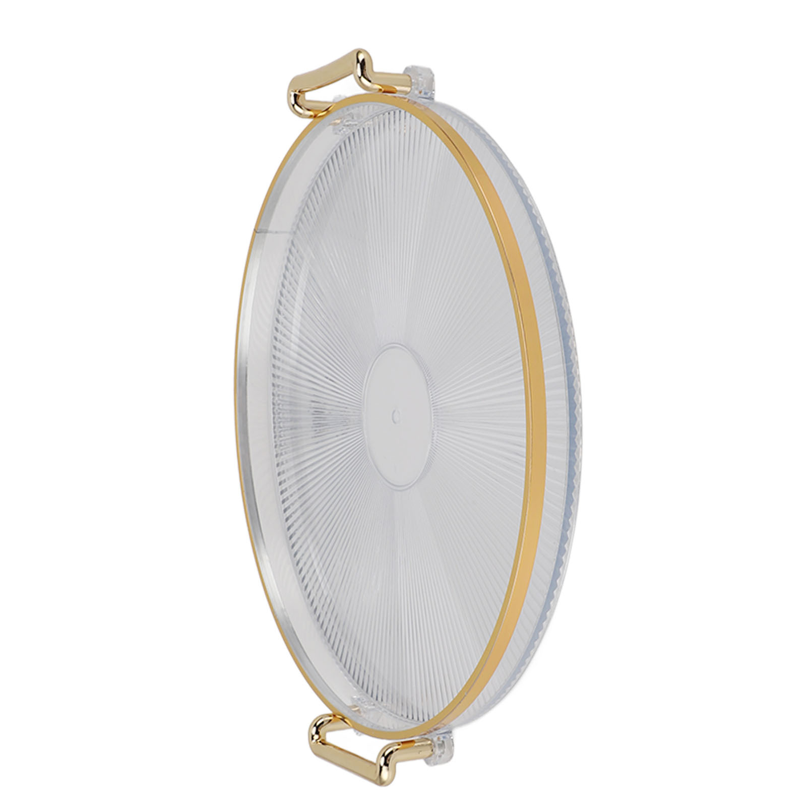 Cocosity Rundes Tablett mit Goldgriff,Rundes Serviertablett,Serviertablett mit goldenem Rand,Serviertablett mit goldenem Rand,Dekoratives rundes Serviertablett,Serviertablett in runder Form