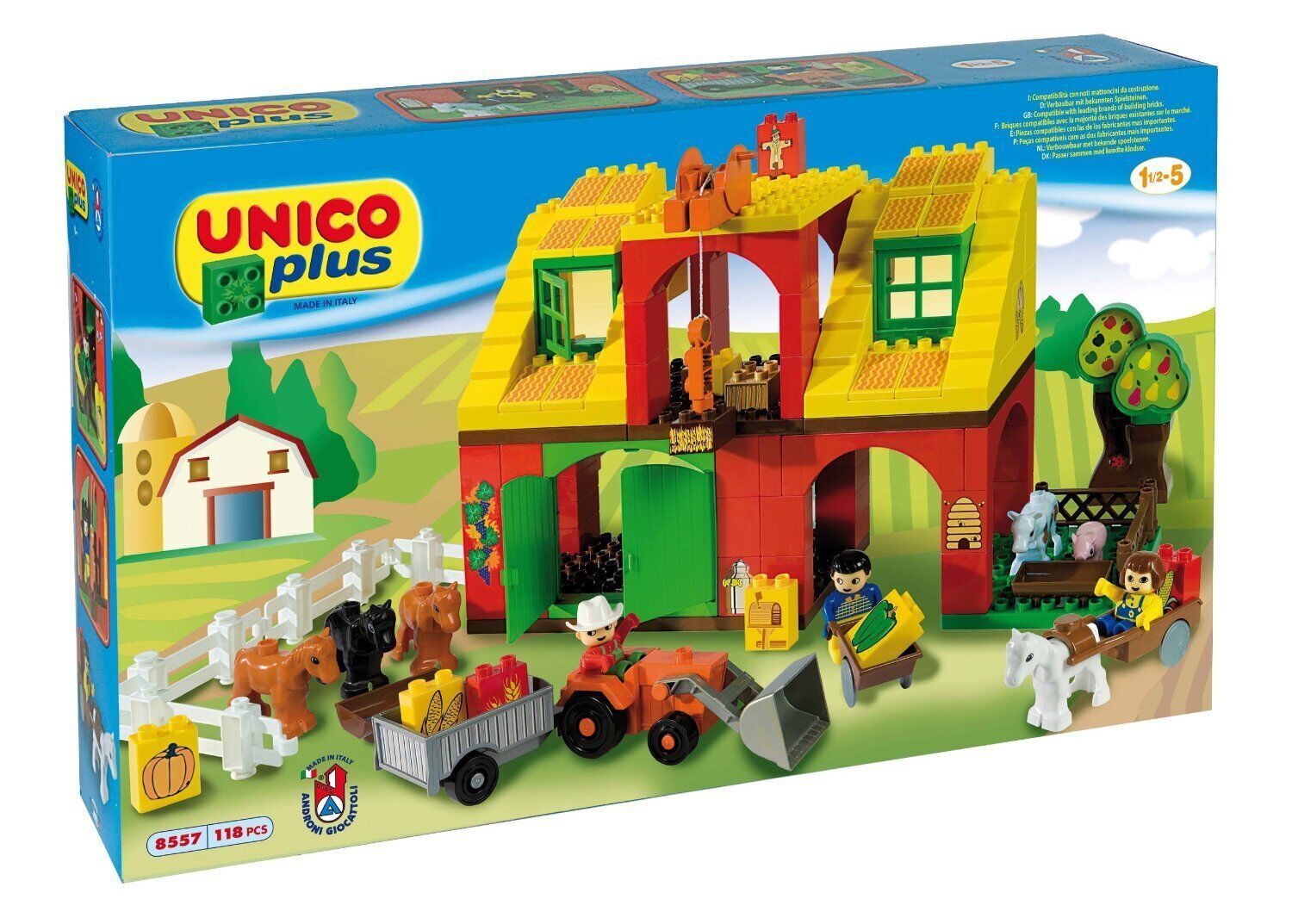Unico Giocattoli 8939-0max: Set Costruzioni 60 Pezzi Per Bambini, Con Personaggi Frutta E Verdura, Compatibili Mattoncini - 4