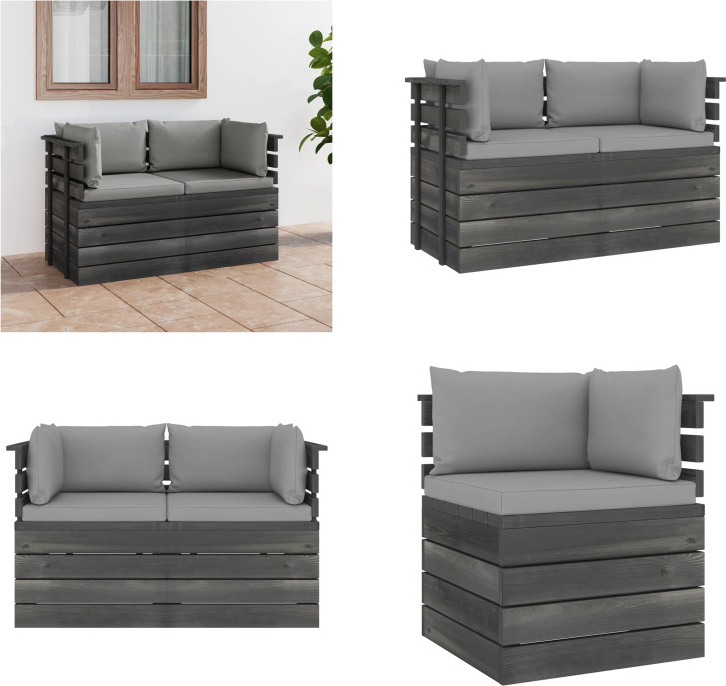 vidaXL Záhradná 2-miestna pohovka z paliet s vankúšmi z masívnej borovice - Pohovka z paliet - 2-miestna pohovka - 2-miestne pohovky