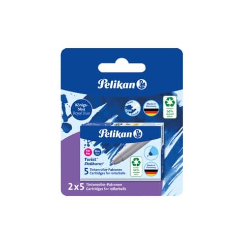Pelikan Tintenpatronen Für Tintenroller – Blau, 25 Stück – Löschbar Mit Pelikan Tintenlöscher