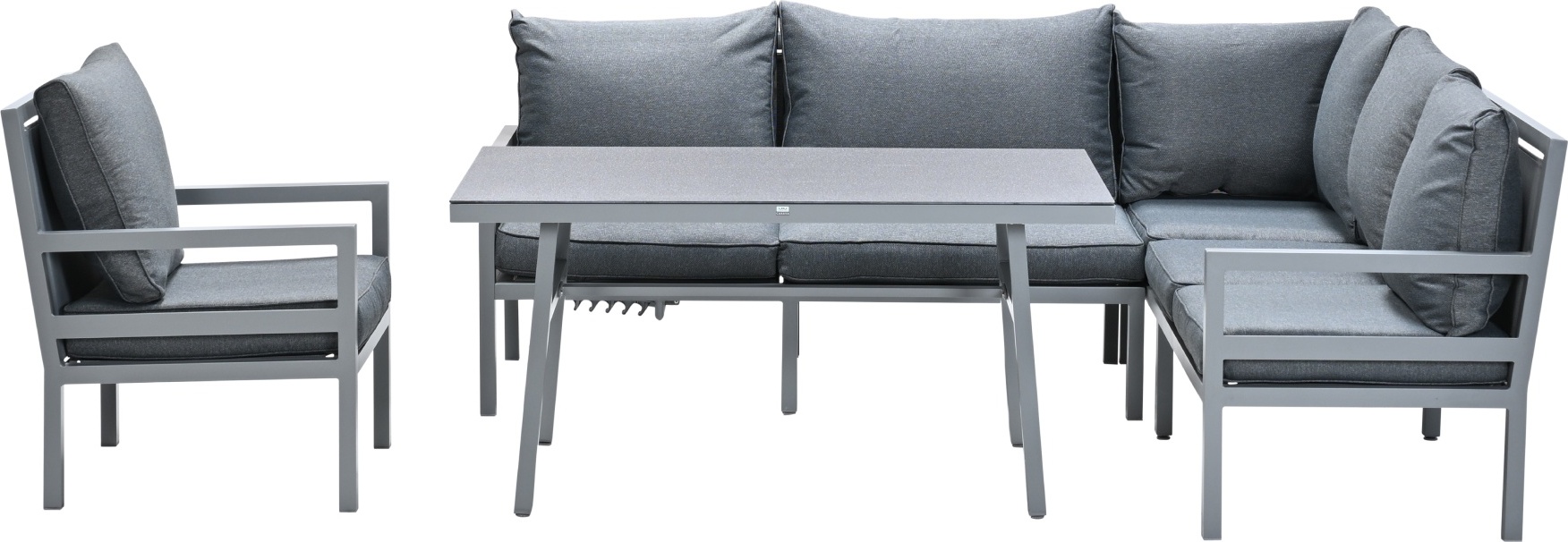 Garten Loungegruppe + Sessel PADUA in grau, B196 x T252 x H87,5 cm