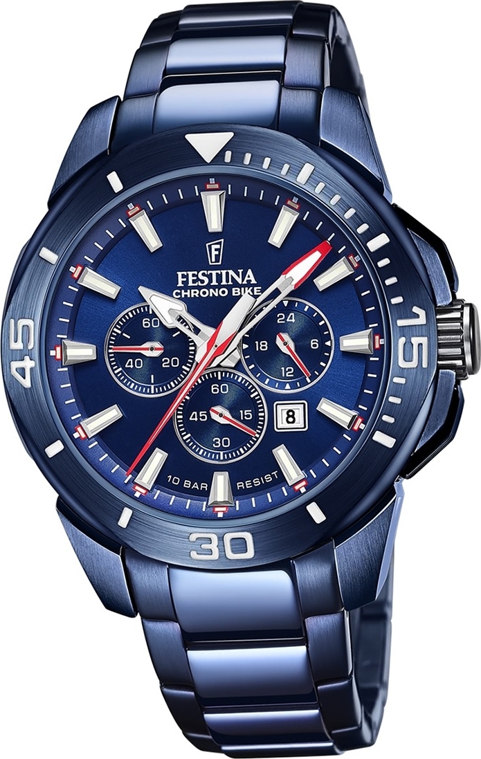 Pánske hodinky Festina z nehrdzavejúcej ocele modré Festina Chrono Bike náramkové hodinky D2UF20643/1