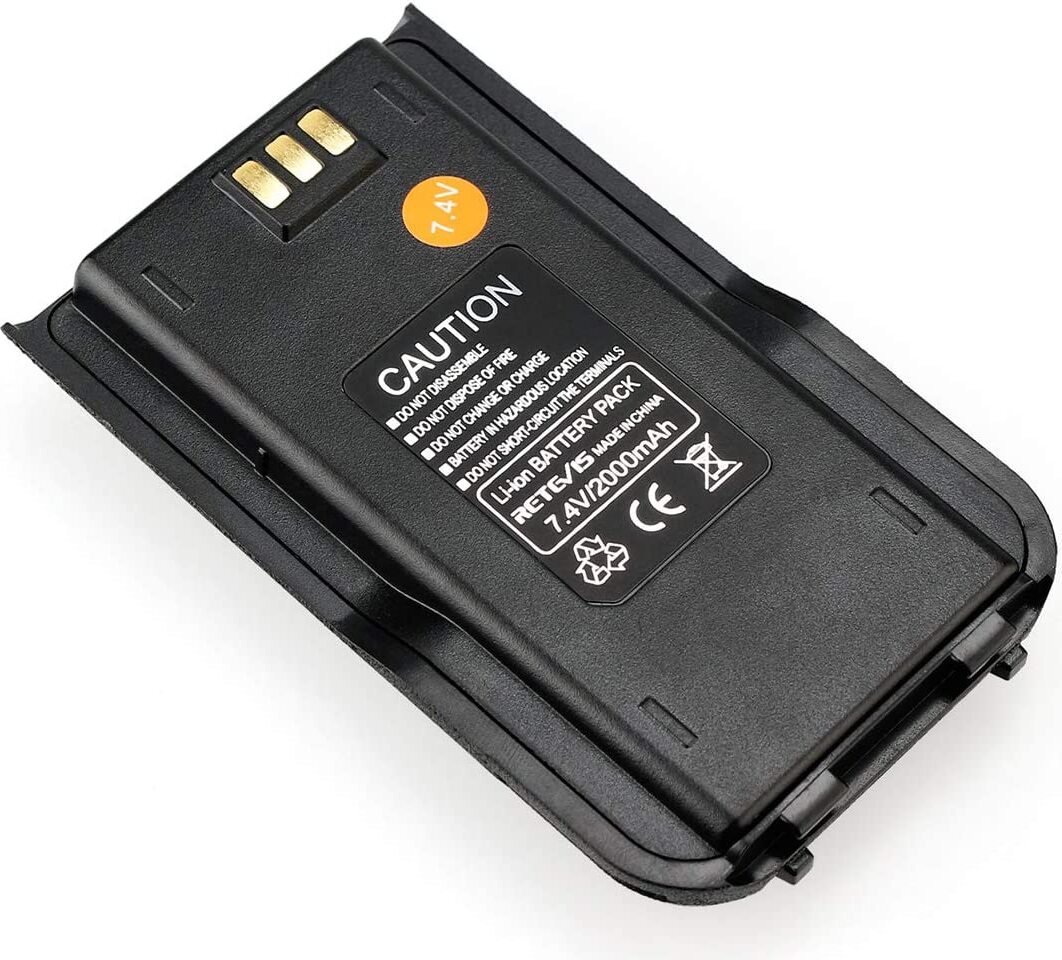 Retevis Li-Ion Akku 2000mAh 7.4V Kompatibel mit Funkgerät Retevis RT3 RT3S DMR Walkie Talkie TYT MD-380 Funkgeräte(1 STK,Schwarz) EUJ9110B