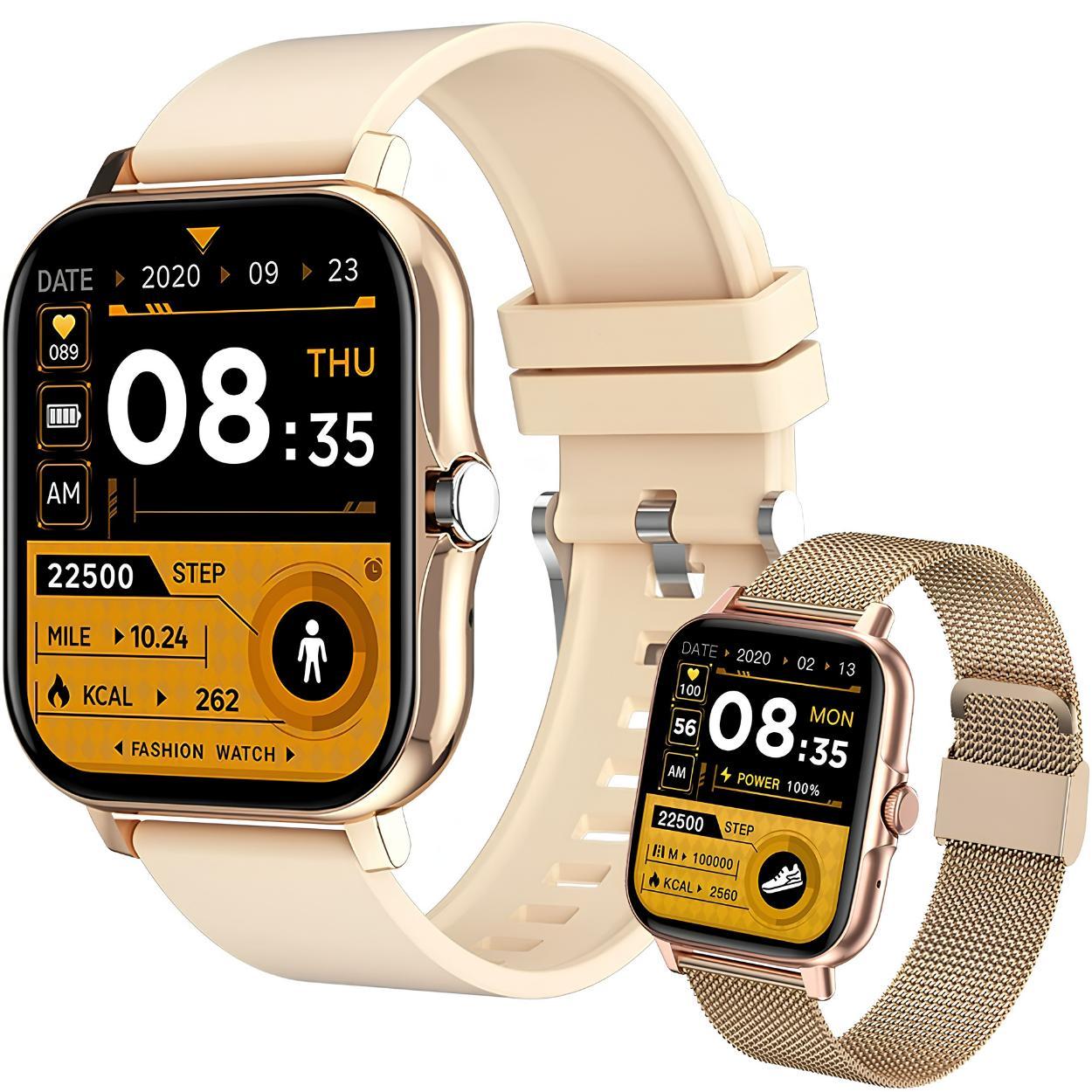 HARAHU Smart Uhr AN-40481 in Gold – Elegante Fitnessuhr mit Bluetooth-Funktionen KP40481