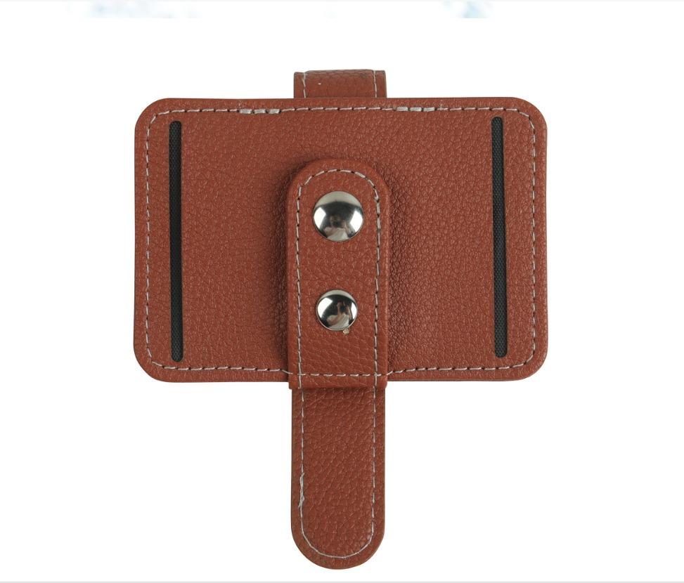 INF Kunstleder Auto Sonnenblenden-Sonnenbrillenhalter-Clip Braun 383055