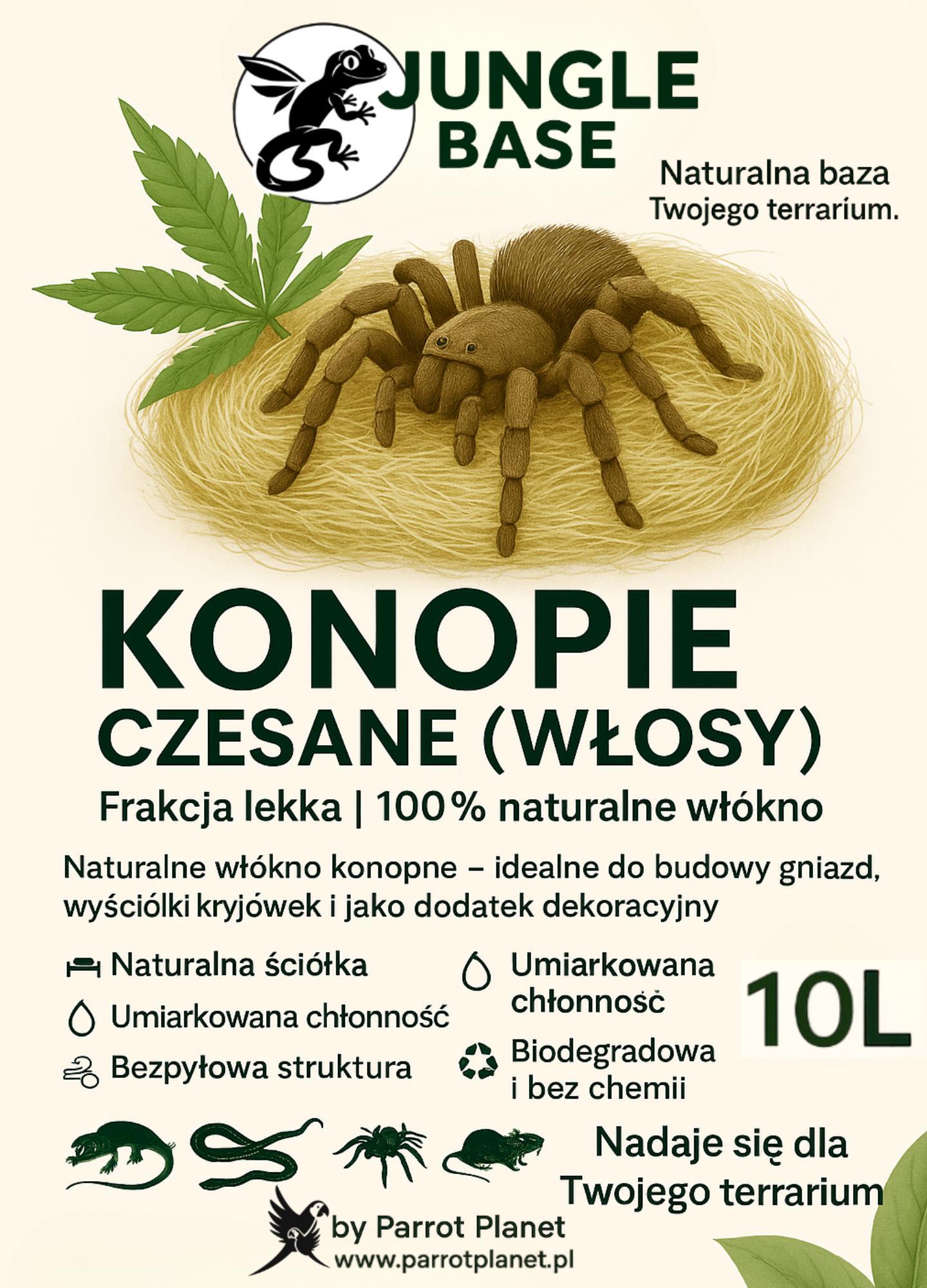 Jungle Base - Naturhanf Für Terrarien, Nistmaterial & Dekoration 10 L Hanf-Terrariensubstrat 10L – Natürliches Nistmaterial Für Reptilien Und Dekoration