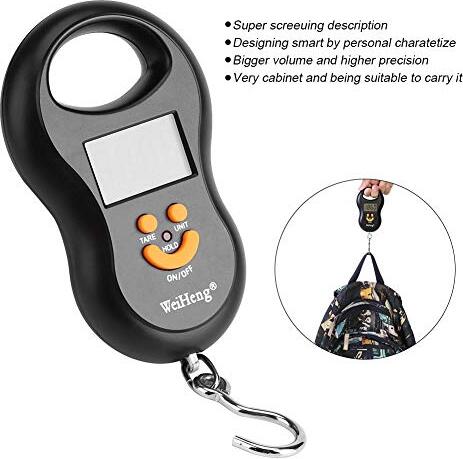 Fdit 50 kg / 10 g Gepäckskala Digital Electronic Backlight LCD Display Fishing Hanging Haken