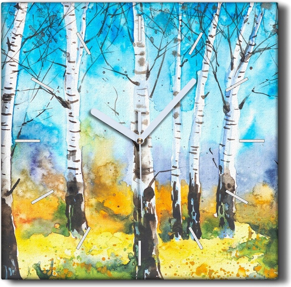 Coloray Hodiny Unikátní 30x30 cm Tiché hodiny Pro obývací pokoj a kuchy Nástnné hodiny Plátno erné ruiky hodin - Les