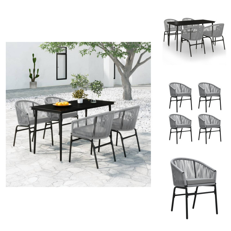 vidaXL 5-dielny záhradný jedálenský set sivý - Záhradné nábytkové zostavy