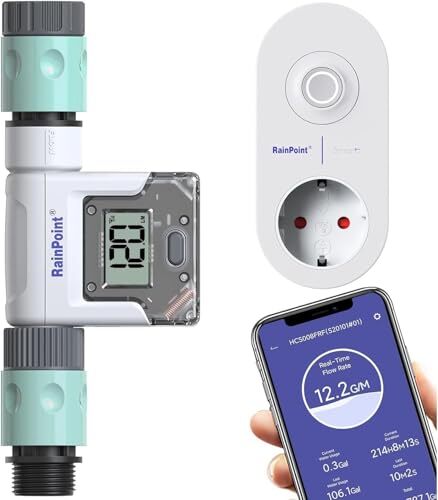 RainPoint Regenpunkt Wassermesser Wlan WiFi Hub, praktischer Timer -Gartenschlauch, 4 Modi Kontrollverbrauch, Flusshahn- / Verbrauchsgerät