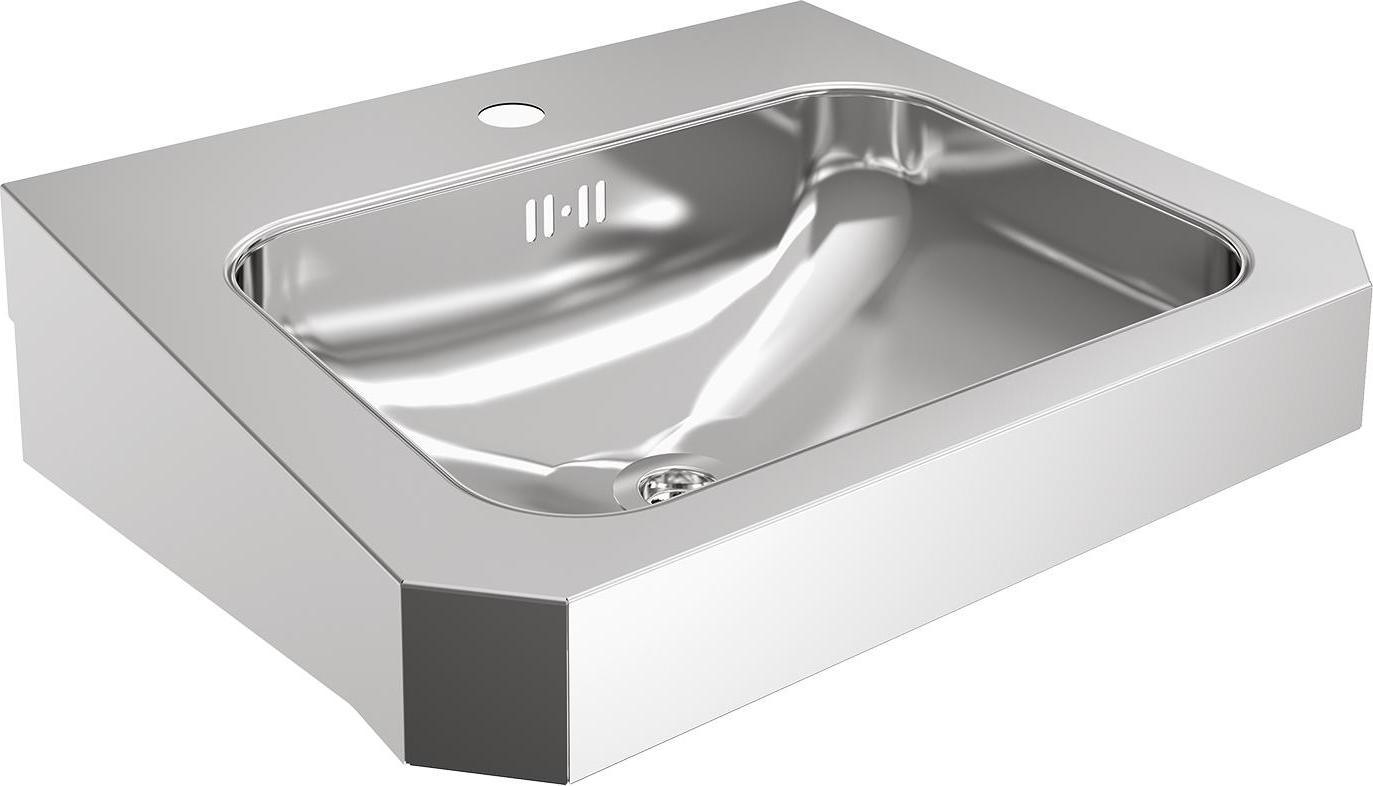 KWC AR Einzelwaschtisch, ANIMA, Edelstahl, 500x150x446 mm, m. Überl., m. Hahnl. 2000103094