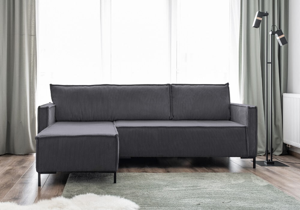 Miuform Ecksofa Lincoln Cord seitenverkehrt montierbar PO-60 Grau