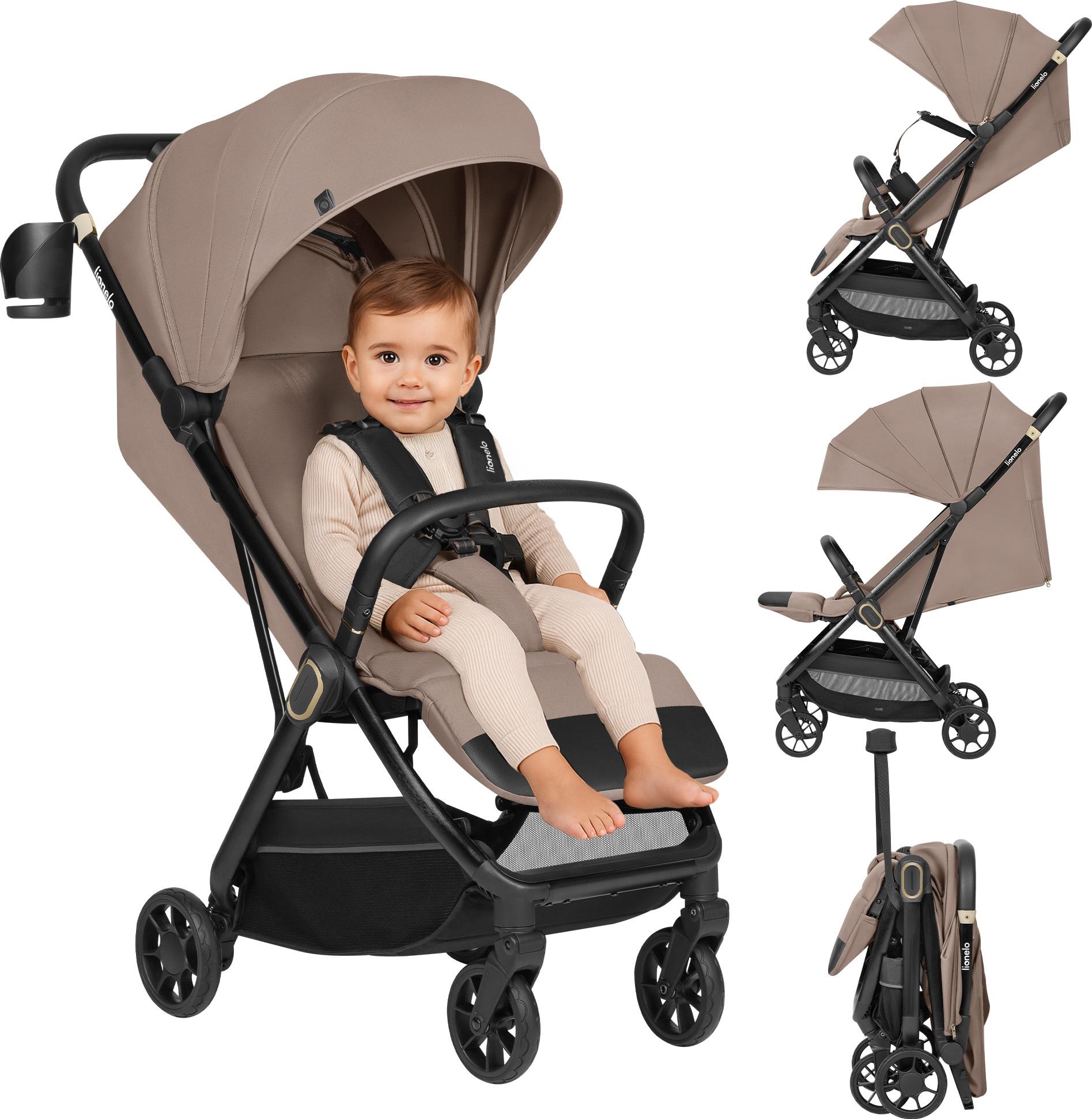Lionelo Buggy BESS Kinderwagen ab 6 Monaten bis 22 kg, klappbar, 360° Räder, leicht 7,5 kg - Beige