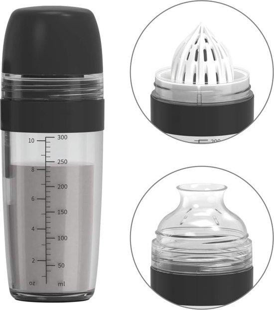 Famanu Salatdressing-Shaker mit Zitruspresse - 350 ml, schwarz SHSHOP