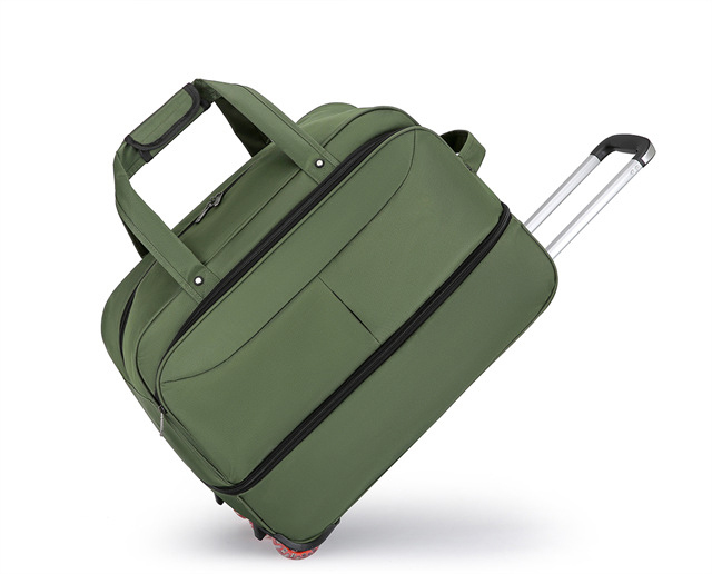 Novzep Oxford-Gewebe Rollreisetasche, faltbar, großes Stauraumvolumen, leise Räder, ausziehbarer Griff, atmungsaktiv und strapazierfähig – Grün. KAUF-ALRI-LA423-G-15