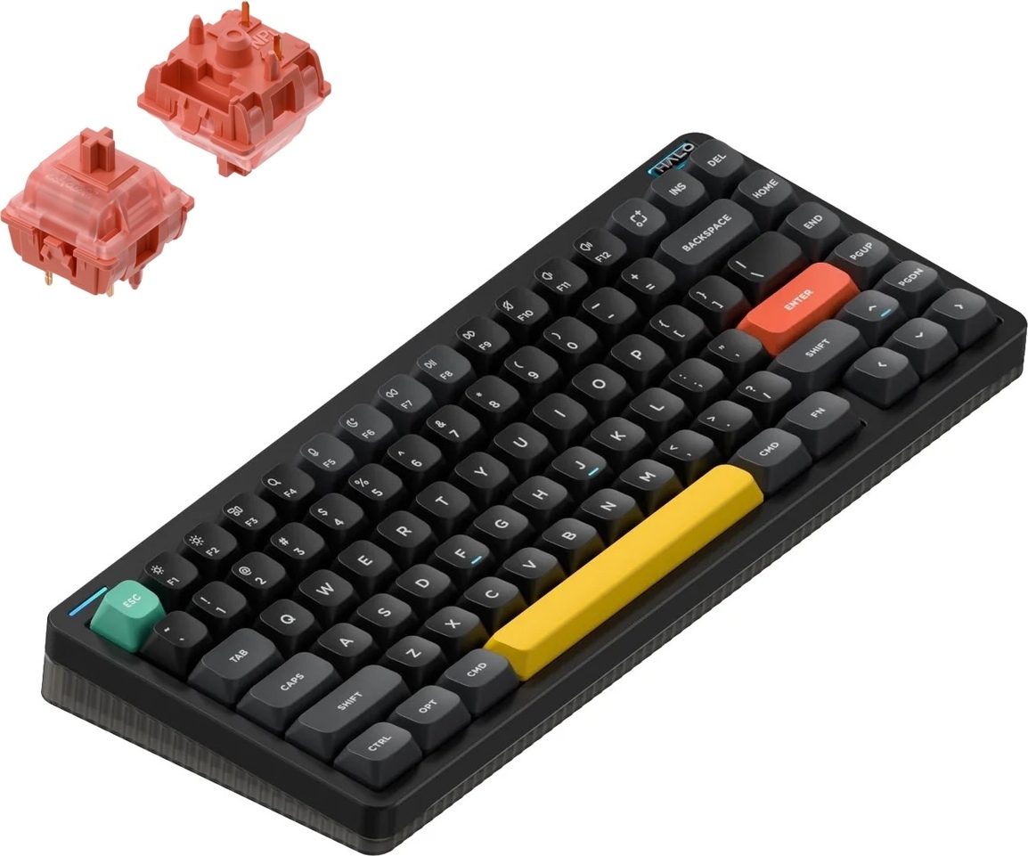 Nuphy Halo75 v2 Kabellose Mechanische Tastatur QMK/VIA, QWERTY US, Bluetooth / 2.4GHz - Black Raspberry