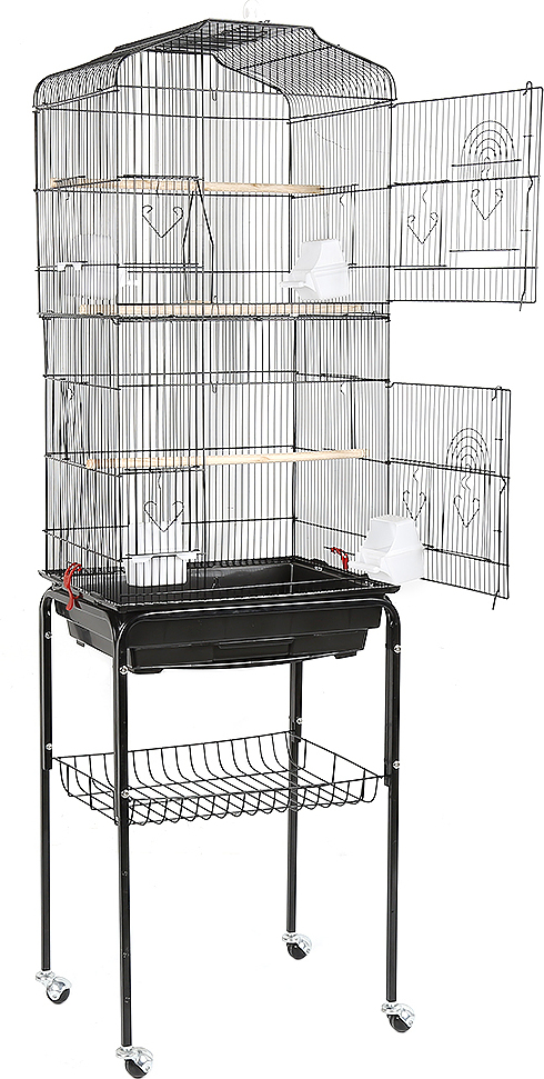 Supfine Vogelvoliere Vogelkäfig mit 4 Rollen und Ständer Wellensittichvogelkäfig kanarienvögelkäfig 46×35.3×150.6cm