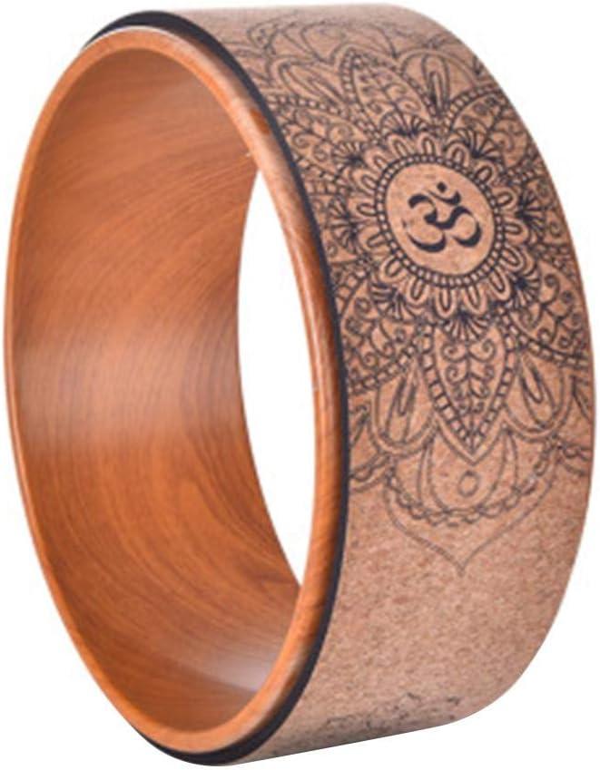 PolkaHome® Yoga Wheel – Cork Yoga Wheel mit Mandala-Muster, 32 x 13 cm, starkes und komfortables Dharma Yoga Stützrad für
