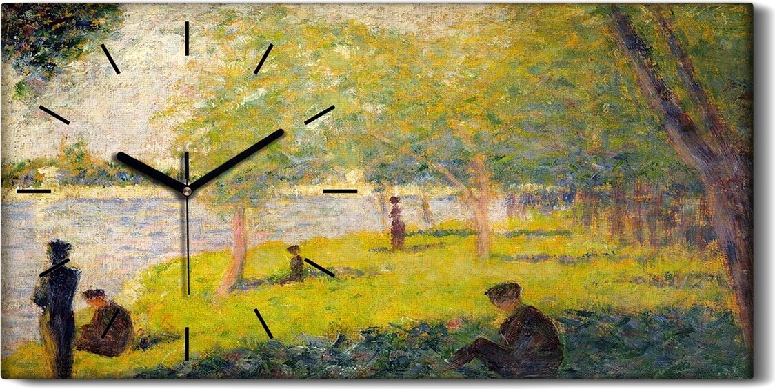 coloray Dekor Leinwand Uhr Wandbilder 60x30 Studie mit Zahlen Studie für La Grande Jatte - schwarze Hände 60x30-2034831-c