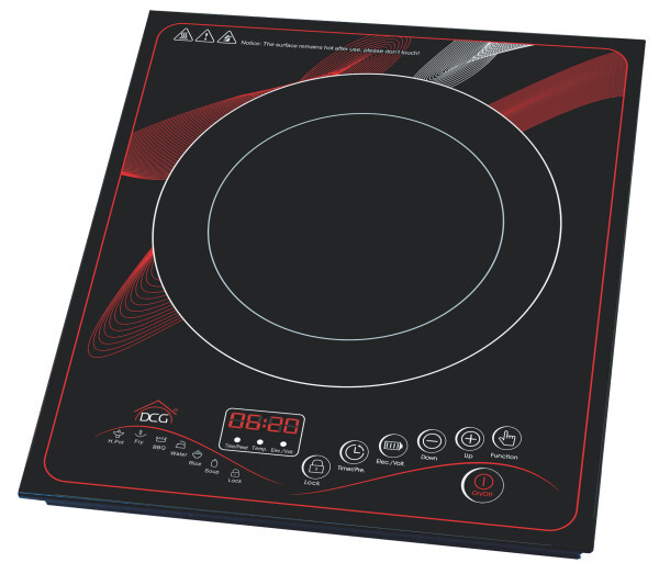 DCG Eltronic EKP2430, Čierna, Červená, Vstavaný, Indukčná varná doska so zónami, Sklokeramická, 1 zone(s), 1 zone(s)