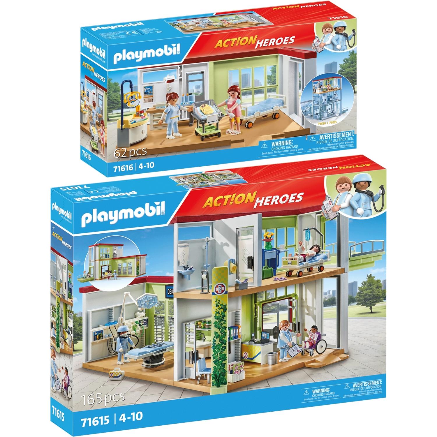 geobra Brandstätter PLAYMOBIL 2er Set Modernes Krankenhaus + Entbindungsstation