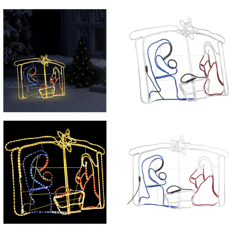 vidaXL Weihnachtskrippe Weihnachtsdekoration 240 LEDs 116x41x87 cm - Krippe Weihnachtsdekoration - Krippe Weihnachtsdekorationen - Weihnachtsdekoration - Weihnachtsdekorationen HL289981