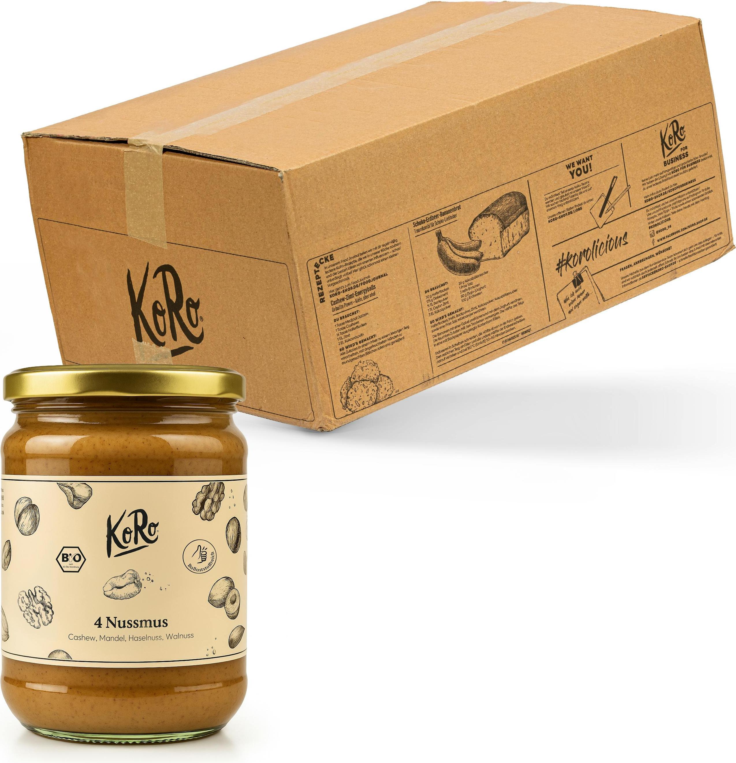 KoRo |4 Nussmus aus Cashew, Mandel, Haselnuss und Walnuss 6 x 500 g