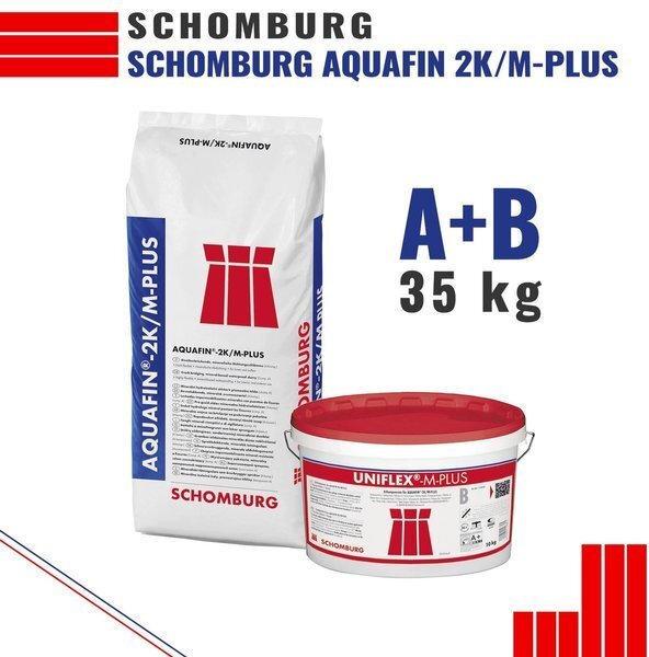 SCHOMBURG Aquafin 2K/M-PLUS Flexible Dichtungsschlämme Abdichtung 35 KG Grau A+B 204600001