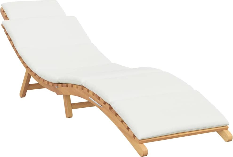 Sonnenliege Cremeweiß 188 x 55 x 59 cm Teak-Massivholz