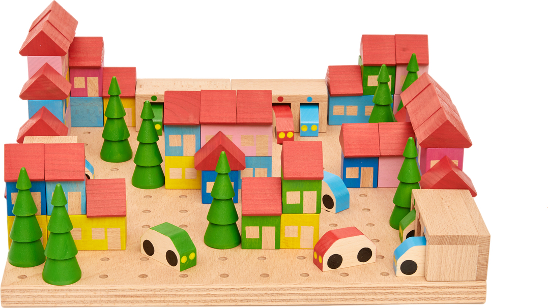 EDUPLAY 120957 Steckbausteine Stadt 89-tlg. (1 Set) EDU120957
