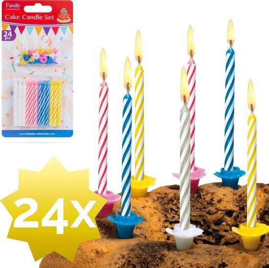 24 Candele Bianche Di Compleanno, Decorazioni Per Torte E Feste, Lunghe