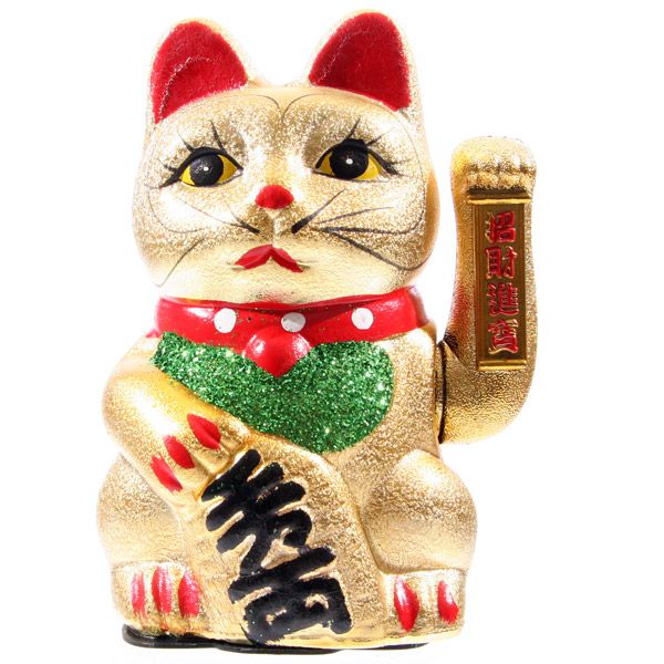 PUCKATOR Augen offen 21cm Maneki Neko Glückskatze CAT177