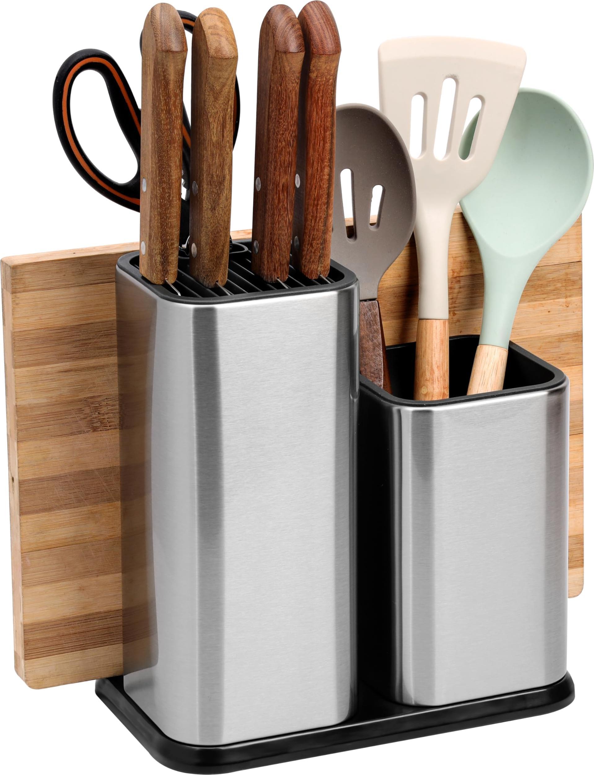 Belle Vous Universal Messerblock ohne Messer - Messerständer zur Messeraufbewahrung - Edelstahl-Messerhalter & -Schutz - Messer Block - Messerständer BVOUS-KKH