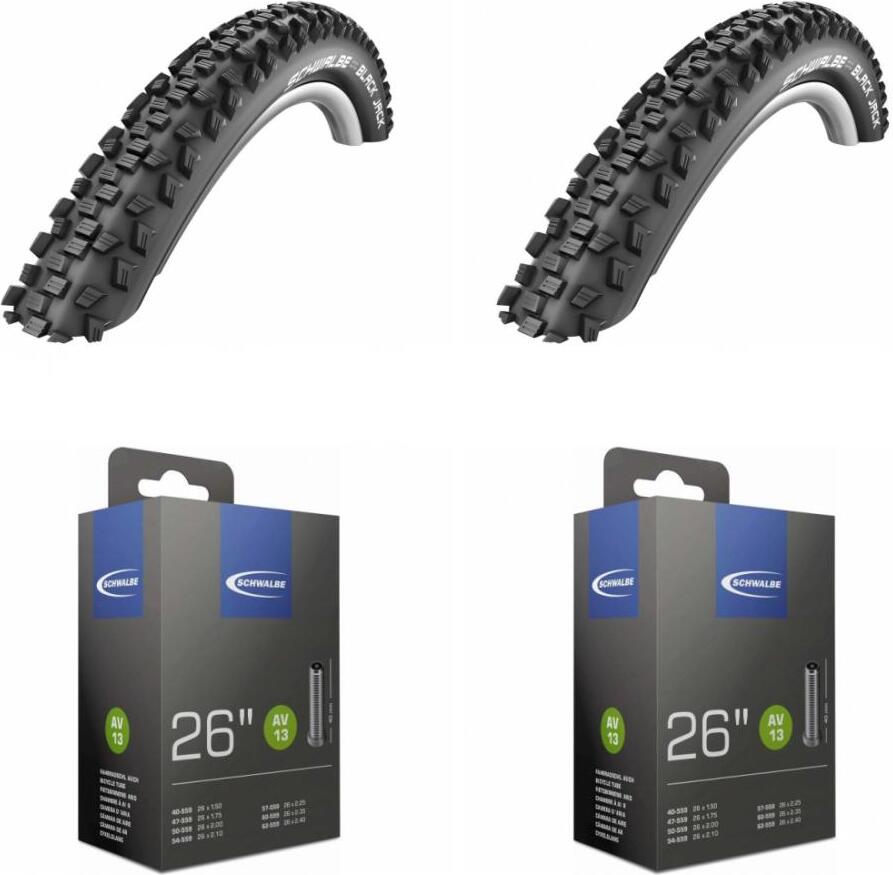 Schwalbe 2x Reifen Black Jack Draht 26x1.90 + 2x Schwalbe AV13 lose