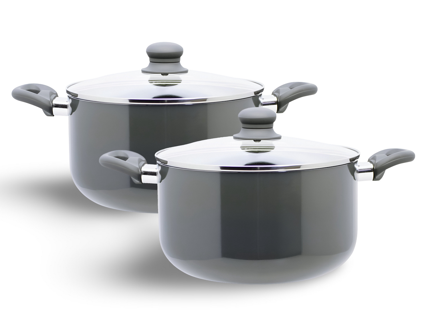 Buri 2 Stück Kochtopf 'Rom' PFAS-frei 24cm Alu Kochtöpfe Set Töpfe Topf Deckel Topfset VX14967-2er