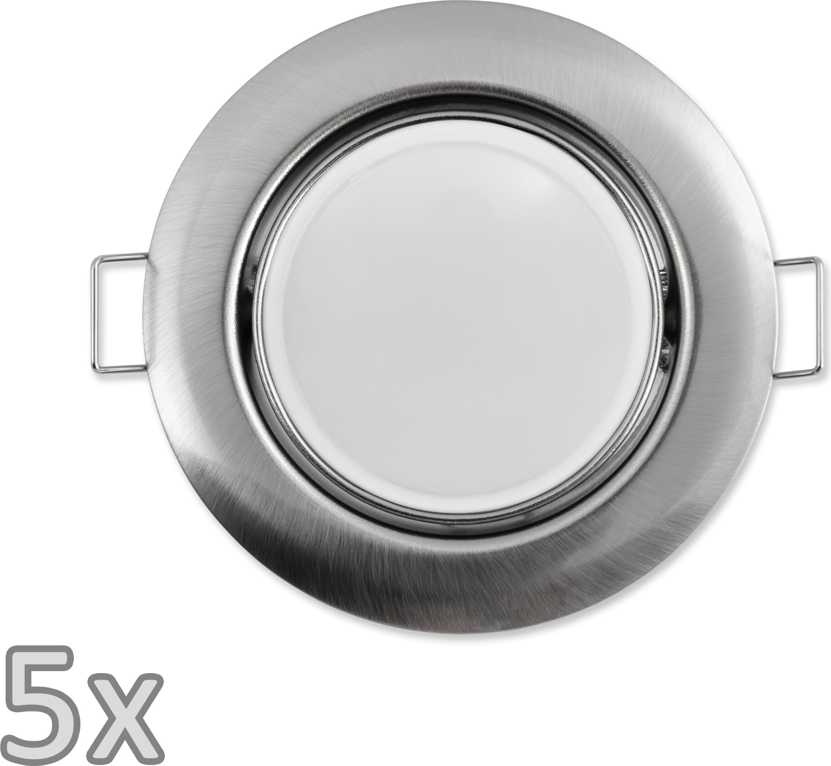 Einbauleuchten-Set McShine, 5xRahmen, 5xLED-Modul, 3W, 265lm, 230V, Edelstahl 1452969