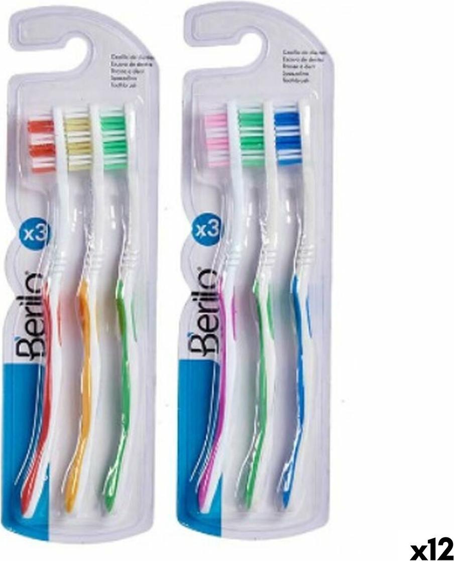 Zahnbürste Berilo Gelb Blau Rot grün Rosa (12 Stück) S3629201