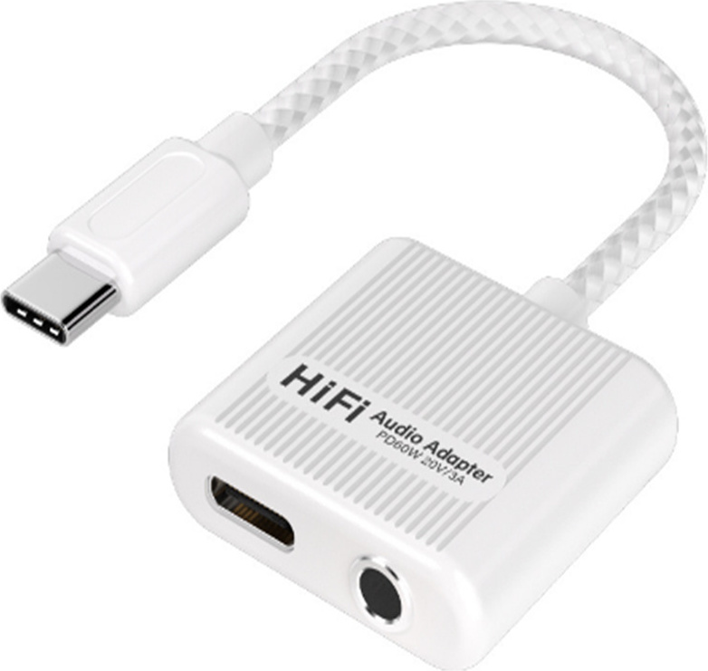 INF Adaptér 2 v 1 z USB-C na 3,5 mm konektor pre slúchadlá s rýchlym nabíjaním PD 60 W