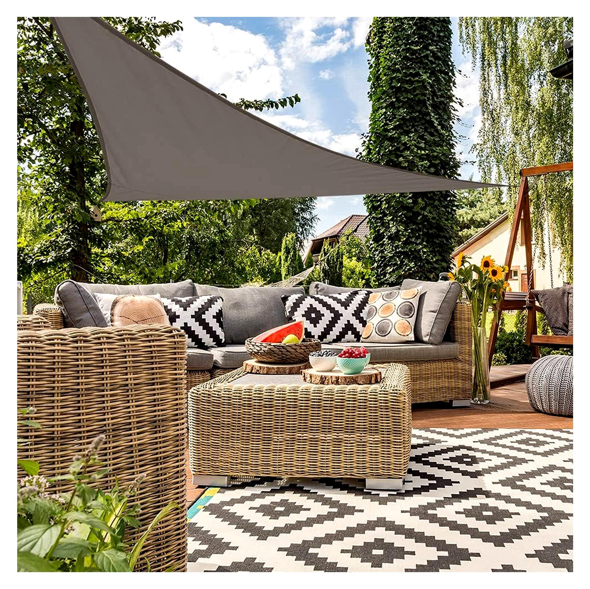 Markenlos Dreieckiges Sonnensegel 360x360x360 cm Grau für Terrasse, Garten oder Außenterrasse
