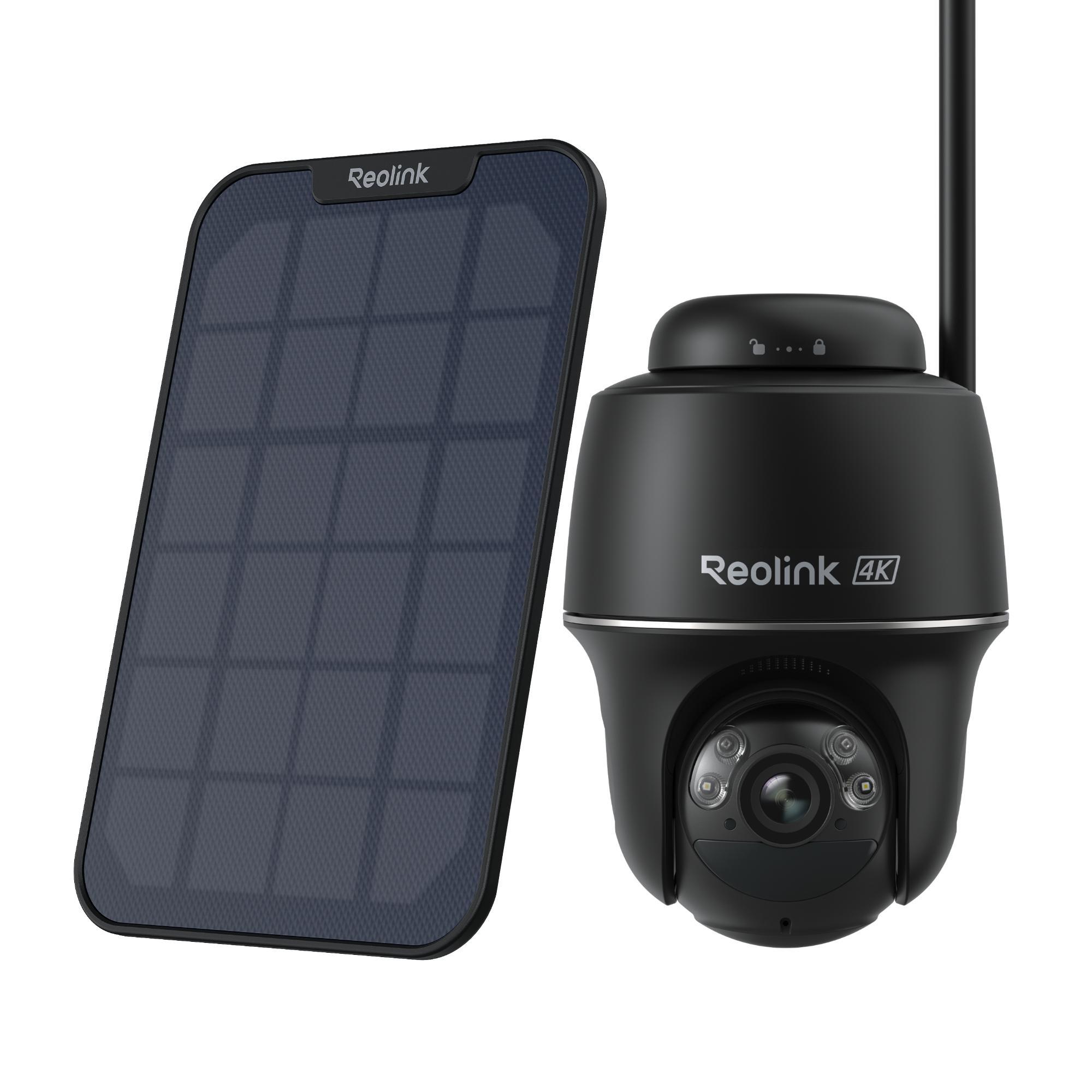 Reolink Argus PT Ultra + solárny panel, vonkajšia bezpečnostná kamera 4K 8MP s batériou, 2,4/5GHz WiFi, otáčanie a naklápanie, farebné nočné videnie, inteligentná detekcia, čierna