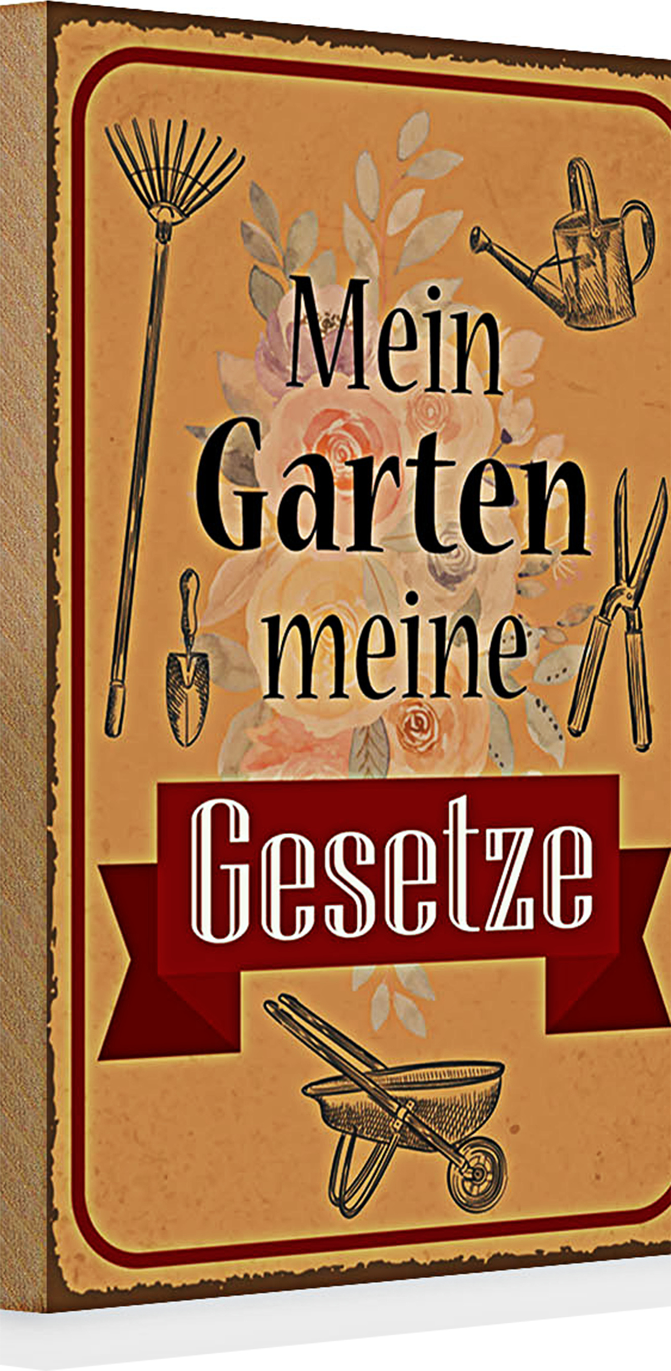 Roomando Holzschild Spruch 20x30cm mein Garten meine Gesetze