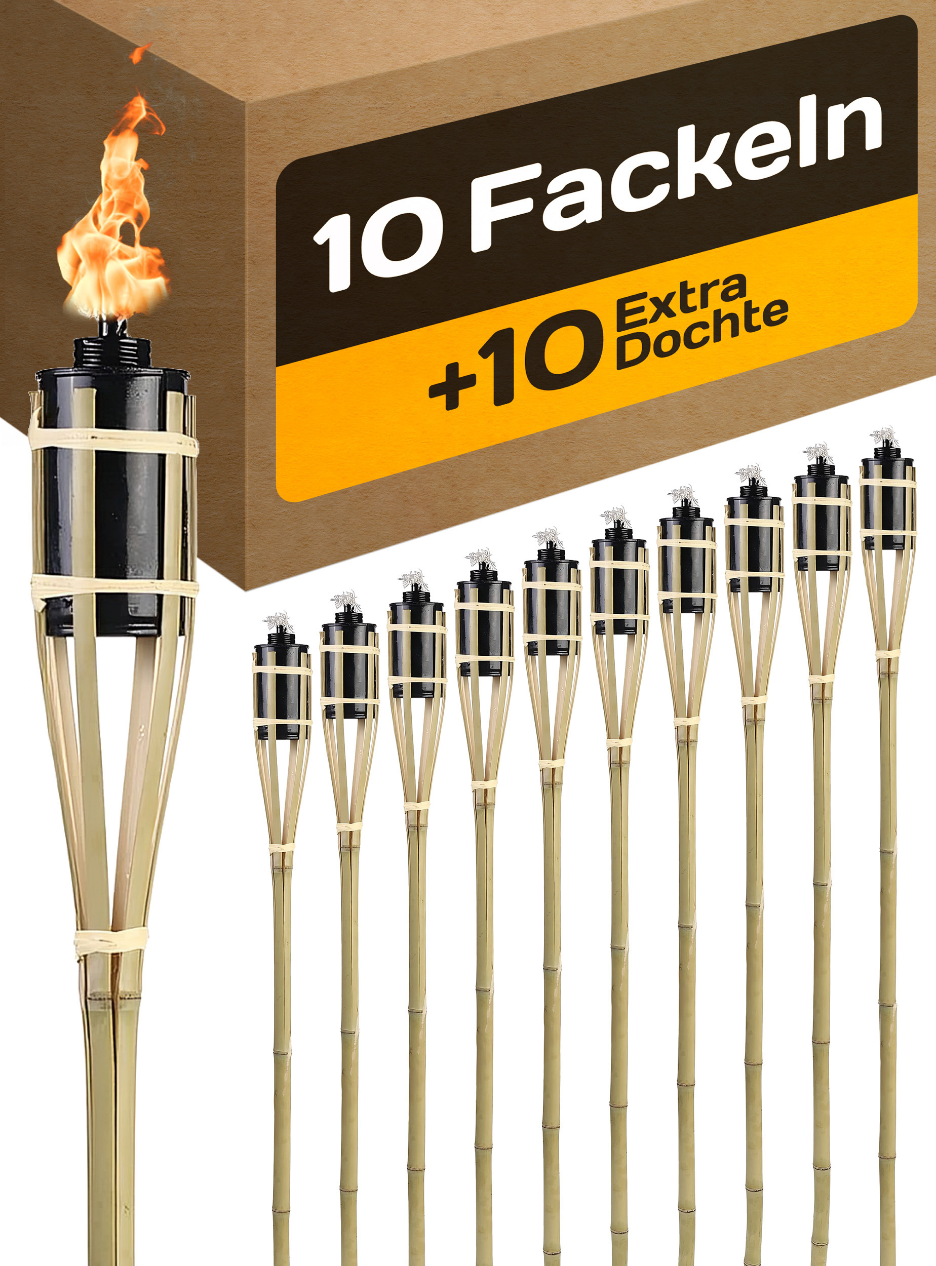 Relaxdays Gartenfackeln 8er Set - Bambus Ölfackeln 50cm Für Gartenparty