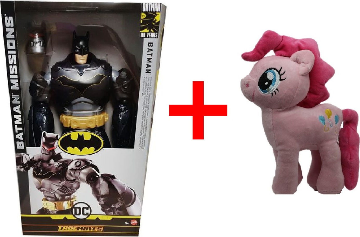 My Little Pony/Batman 2er Set: My little Pony Pinkie Pie MLPE2-A + True Moves DC Batman bewegliche Actionfigur in Mission (Film-Kostüm) 30cm